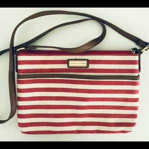 Striped canvas cross body purse